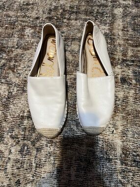 Sam Edelman White Leather Espadrille Slip-Ons